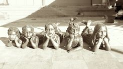 Bronze Statues 5 Grand-Children 2 small