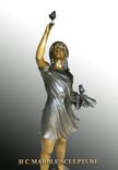 Bronze Statue of Girl Playing with Birds / Life Size Bronzes - Custom Bronze Statues & Sculptures - Lost Wax Casting 6 small