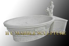 Large Oval Marble Bathtub with Tapered Bottom 1 small