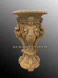 Antique Stone Planters With Cherub Carving 2 small