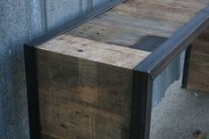 Rustic Reclaimed Wood Console Table. Vintage Industrial Sofa Table. Minimalist Steel And Wood Furn. 3 small