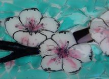 Cherry Blossom B- Fused Glass Channel Plate 2 small