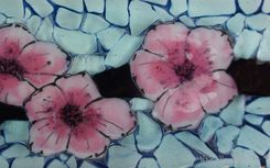 Cherry Blossom C- Fused Glass Channel Plate 2 small