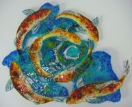 Depth Vortex - Glass Fused Artwork - 5 Panel Composition 1 small