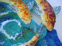 Depth Vortex - Glass Fused Artwork - 5 Panel Composition 2 small