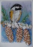 Pine Tree And Chickadee - Glass Fusing Artwork 2 small