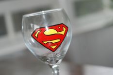 Hand Painted Superman Wine Glasses- Set Of 4 1 small