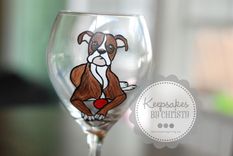 Custom Hand Painted Wine Glass - Boxer 2 small