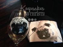 Custom Hand Painted Wine Glass - Dog Portrait 2 small