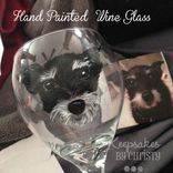 Custom Hand Painted Wine Glass - Dog Portrait 1 small