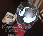 Custom Hand Painted Wine Glass - Dog Portrait 4 small