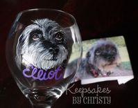 Custom Hand Painted Wine Glass - Dog Portrait 5 small