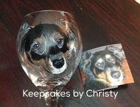 Custom Hand Painted Wine Glass - Dog Portrait 1 small