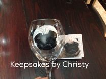 Custom Hand Painted Wine Glass - Dog Portrait 5 small