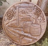 Wine Cask Ends - Oak - Hand Carved 1 small