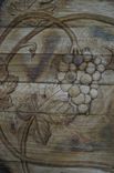 Hand-Carved Wine Cask End With Grape Design 2 small
