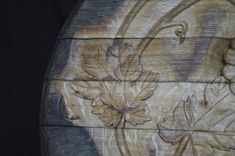 Hand-Carved Wine Cask End With Grape Design 3 small