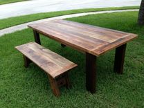 Reclaimed Oak Dining Table With Matching Benches 2 small