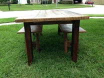 Reclaimed Oak Dining Table With Matching Benches 6 small