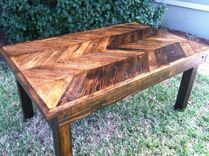 Chevron Print Reclaimed Wood Dining Table 3 small