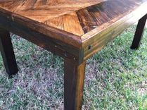 Chevron Print Reclaimed Wood Dining Table 4 small