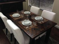 Reclaimed Wood Chevron Dining Table 1 small