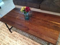 100+Year Old Reclaimed Pine Coffee Table With 3/4" Steel Pipe Legs 2 small