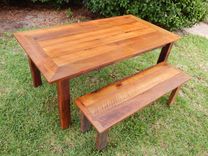 Reclaimed Poplar Dining Table W/ Matching Bench 6 small