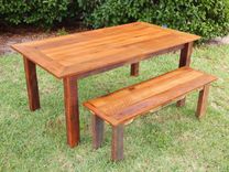 Reclaimed Poplar Dining Table W/ Matching Bench 5 small