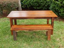Reclaimed Poplar Dining Table W/ Matching Bench 2 small