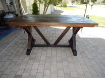 Chevron Style Trestle Leg Wood Dining Table 5 small
