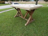 Chevron Style Trestle Leg Wood Dining Table 4 small