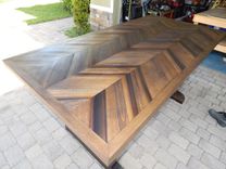 Chevron Style Trestle Leg Wood Dining Table 1 small