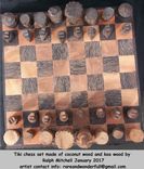 Tiki Carved Coconut And Koa Chess Board 3 small