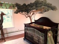 Leopard In Tree Nursery Mural 1 small