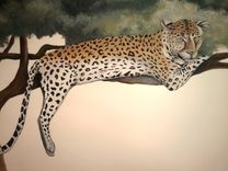 Leopard In Tree Nursery Mural 2 small