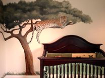 Leopard In Tree Nursery Mural 4 small