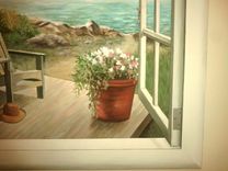 Bathroom Faux Window Mural 2 small