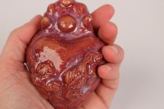 One Small Ornate Ceramic Heart 7 small