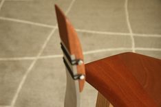 Modern Stool With Mahogany Seat, Backrest, And Adjustable Height Footrest And 2 small