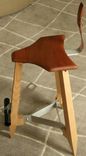 Modern Stool With Mahogany Seat, Backrest, And Adjustable Height Footrest And 3 small