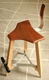 Modern Stool With Mahogany Seat, Backrest, And Adjustable Height Footrest And 1 small