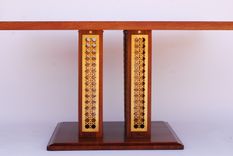African Mahogany Dining Table With Brass Inlay 1 small