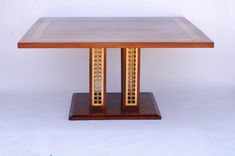 African Mahogany Dining Table With Brass Inlay 2 small
