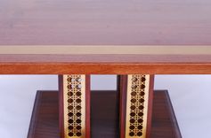 African Mahogany Dining Table With Brass Inlay 4 small