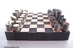 Modern, Minimalist Rustic Chess Set, Wood Log Branch Pieces 2 small
