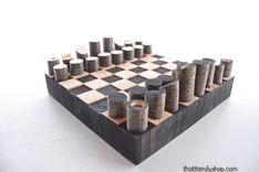 Modern, Minimalist Rustic Chess Set, Wood Log Branch Pieces 1 small