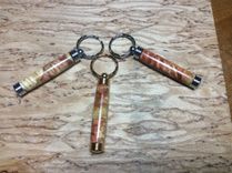 Flaming Box Elder Secret Compartment Keychains 1 small