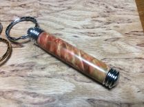 Flaming Box Elder Secret Compartment Keychains 4 small