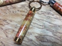Flaming Box Elder Secret Compartment Keychains 5 small